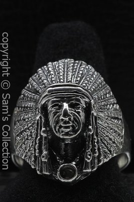 Zilveren Indiaan met turquoise steen ring maat 18