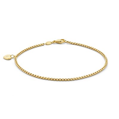 Gouden Armband 14 karaat 585 geelgoud 19 cm met hart en diamant