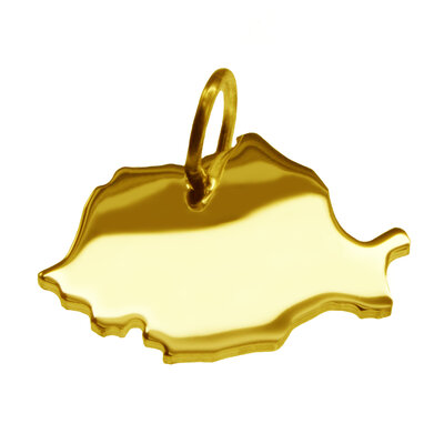 Gouden Landkaart Roemenië ketting hanger