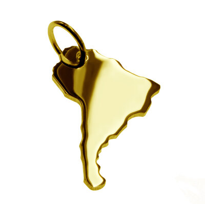 Gouden Landkaart Zuid Amerika ketting hanger