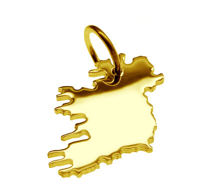 Gouden Landkaart Ierland Noord + Zuid ketting hanger