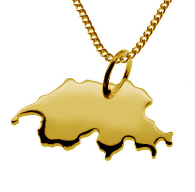 Gouden Landkaart Zwitserland ketting hanger