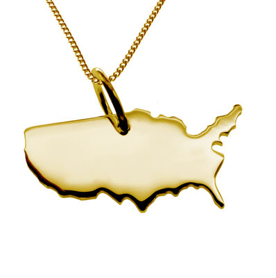 Gouden Landkaart USA Verenigde Staten ketting hanger