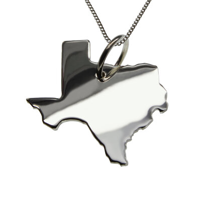 Zilveren Landkaart Texas ketting hanger