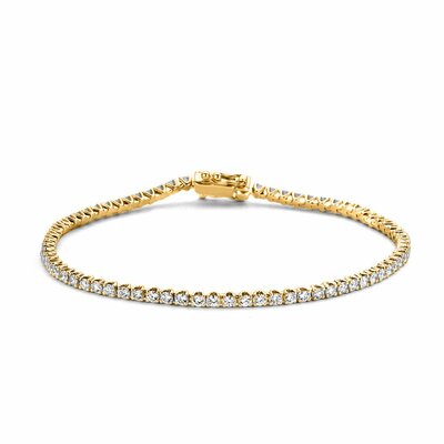 Gouden Armband 14 karaat 585 geelgoud 18 cm met diamanten in chatonzetting