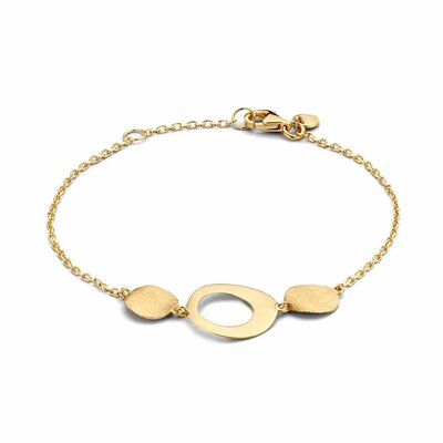 Gouden Armband 14 karaat 585 geelgoud 17-19 cm met 2 gesloten en 1 open element