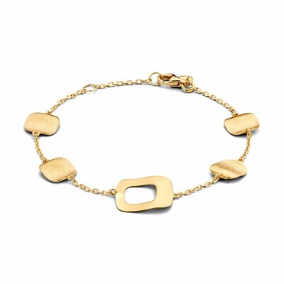 Gouden Armband 14 karaat 585 geelgoud 17-19 cm met 4 gesloten en 1 open element
