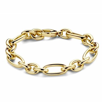 Gouden Armband 14 karaat 585 geelgoud 20 cm met massieve kleine en grote ovalen schakels