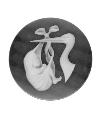 MY iMenso "stork" agate cameo 33mm insignia (black) - uitlopend