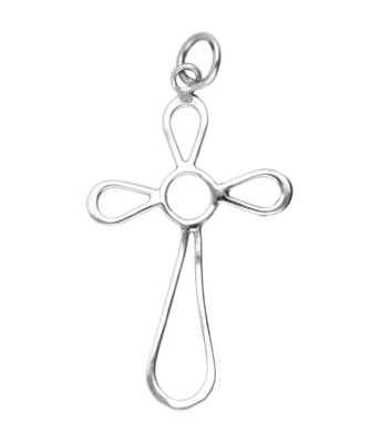 Zilveren Kruis gelust opengewerkt XL ketting hanger