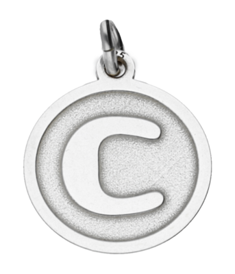 Zilveren Letter C rond mat en glans kettinghanger