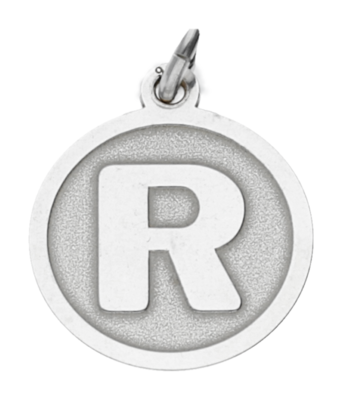Zilveren Letter R rond mat en glans kettinghanger