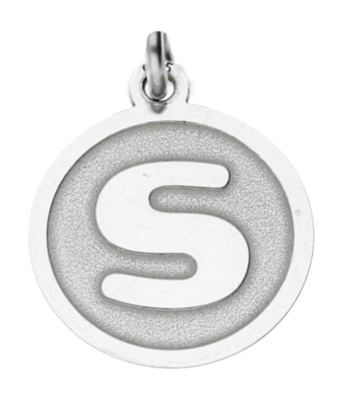 Zilveren Letter S rond mat en glans kettinghanger