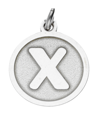 Zilveren Letter X rond mat en glans kettinghanger
