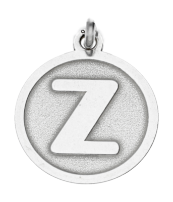 Zilveren Letter Z rond mat en glans kettinghanger