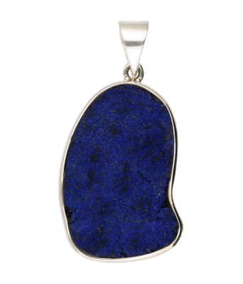 Zilveren Lapis Lazuli vrije vorm ruw kettinghanger