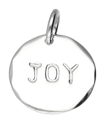 Zilveren tekst JOY rond kettinghanger