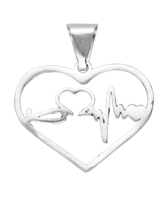 Zilveren Verpleging hart kettinghanger