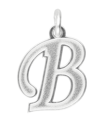 Zilveren letter B sierlijk mat-glans kettinghanger