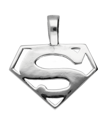 Zilveren Superman logo opengewerkt kettinghanger