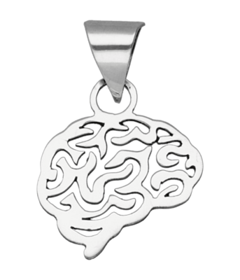 Zilveren Hersenen Brein vlak kettinghanger