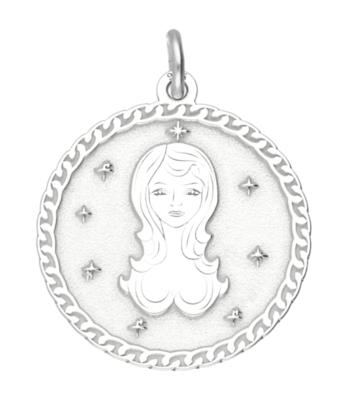 Zilveren Sterrenbeeld maagd rond kettinghanger