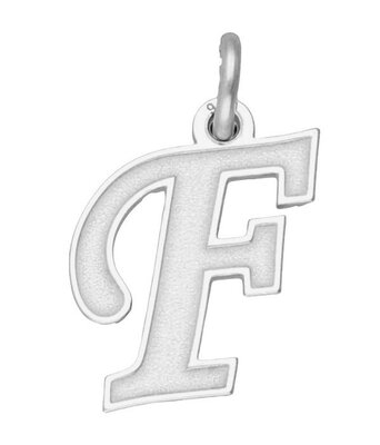 Zilveren letter F sierlijk mat-glans kettinghanger