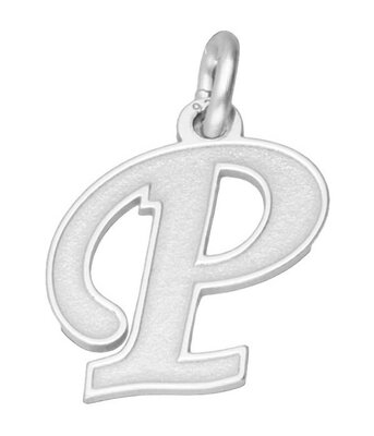 Zilveren letter P sierlijk mat-glans kettinghanger