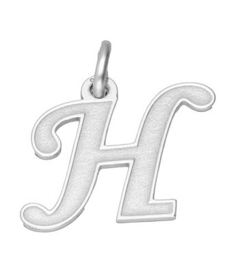 Zilveren letter H sierlijk mat-glans kettinghanger