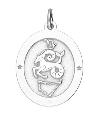 Zilveren Sterrenbeeld Steenbok ovaal kettinghanger