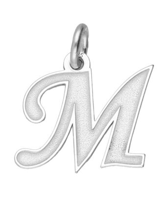 Zilveren letter M sierlijk mat-glans kettinghanger