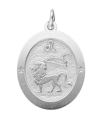 Zilveren Sterrenbeeld leeuw ovaal kettinghanger