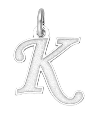 Zilveren letter K sierlijk mat-glans kettinghanger
