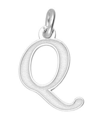 Zilveren letter Q sierlijk mat-glans kettinghanger