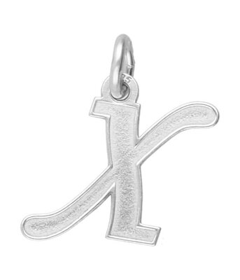 Zilveren letter X sierlijk mat-glans kettinghanger