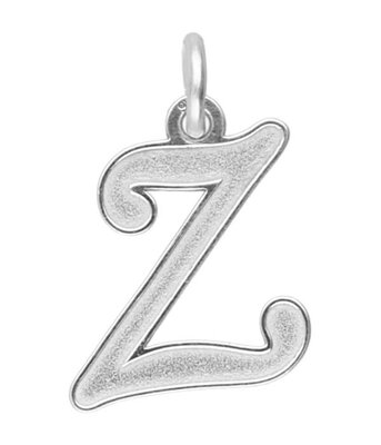 Zilveren letter Z sierlijk mat-glans kettinghanger