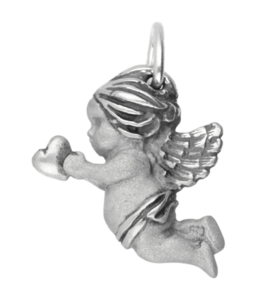 Zilveren Engel met hart Art Nouveau Jugendstil hanger op voorraad -